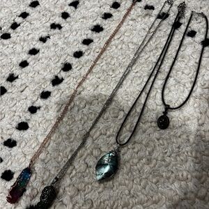 Crystal wire wrapped lab right gemstones Pendant Necklace Set lot